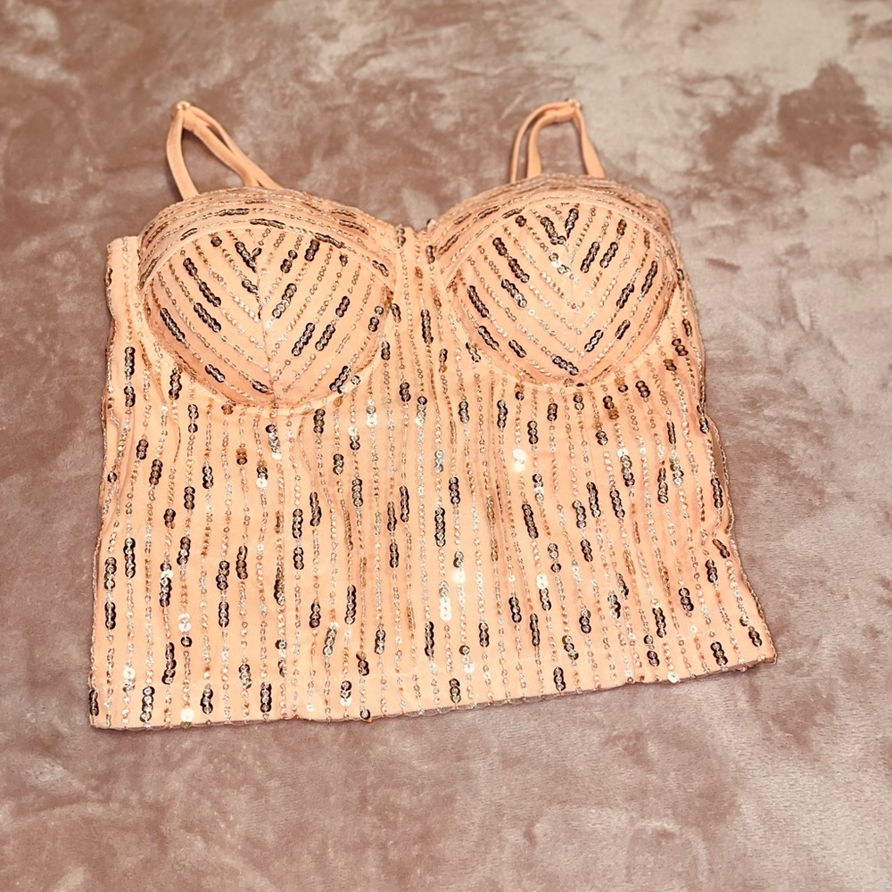 Peach Bedazzled crop top